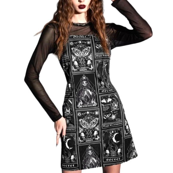 🖤 3/$45 NWT Shein Romwe Gothic Tarot Print Dress - Picture 1 of 4